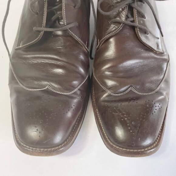 Cole Haan Mens Brown Leather Wingtip Oxford Brogue Lace-Up Shoes Size 11.5 - Picture 6 of 10